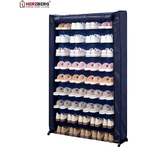 Schuhregal mit 9 Ebenen, blau, Kapazität für 45 Paar Schuhe