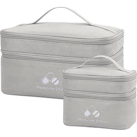 Reiseapotheke Tasche 2 Stück, Grau, Große Kapazität, Wasserabweisend