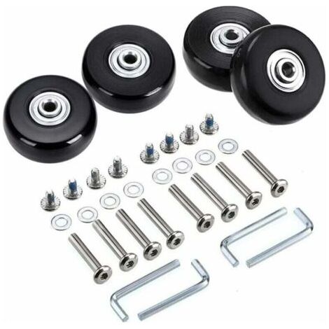 BUNTHAUS Lot de 4 roues pivotantes en caoutchouc 45mm – Compatibles valises – Installation rapide avec accessoires fournis – Déplacement fluide et silencieux
