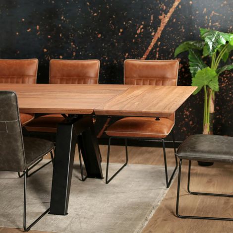 Rallonge pour table à manger extensible en chêne brun 180/200/240 cm PALERME (50 cm) (1/5)