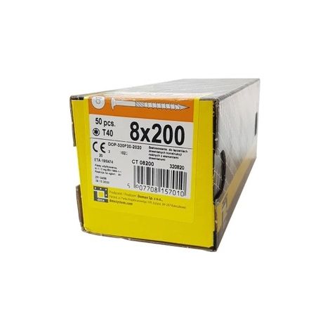 Vis à bois plate 8x200 Torx - Résistantes - Idéales pour la construction - Haute qualité