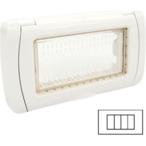 SERIE VIMAR PLANA COMPATIBILE Interruttore Deviatore Presa Schuko USB Dimmer T2 COPERCHIO IDROBOX 4P TOTS6004B (1/3)