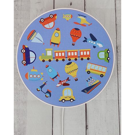 Kinderzimmer Wandlampe Fahrzeuge Ø 25cm mit Schalter, Kabel, Stecker & E14 LED (1/5)