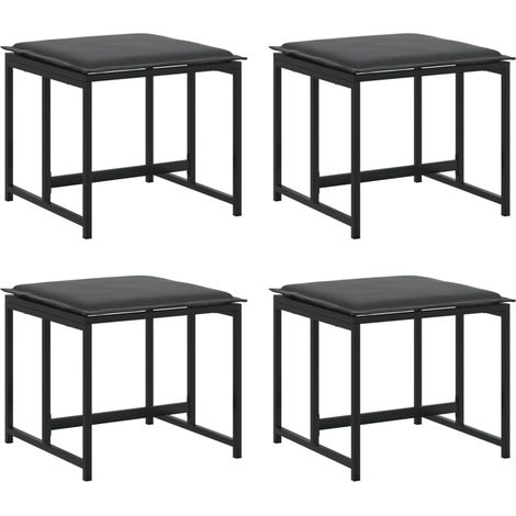 vidaXL Gartenhocker mit Kissen im 4er-Set schwarz Stahl/Textilene