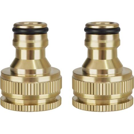 Connettore per tubo da giardino, connettore per rubinetto 2 in 1 da 1/2" e 3/4", adattatore per rubinetto da giardino, 2 pezzi (1/5)