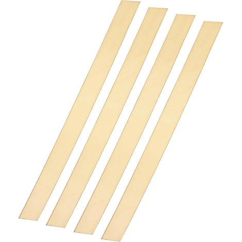 4Pcs Brass Flat Bars H62, 0.01"x1"x12" Solid Brass Square Bars for Knife Making DIY Crafts Architectural Decoration Industry Thermal Conductivity (1/5)