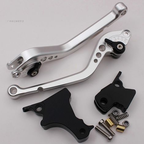 Levier de frein et klaxon de guidon en alliage d'aluminium modifié pour motos BMW F800R F700GS F650GS (poignée longue argentée) (1/5)