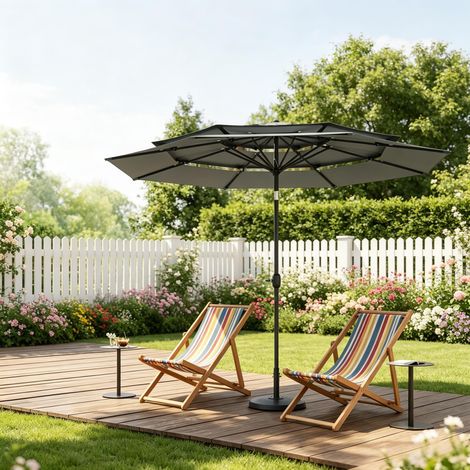 Parasol de piscine à triple ventilation, grand toit, parasol d'extérieur (1 parasol uniquement, base de parasol non incluse (1/5)