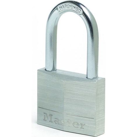 Master Lock 9150EURDLJ Candado con Llave con cuerpo de aluminio macizo y arco largo, Negro, 5 x 10,7 x 1,4 cm
