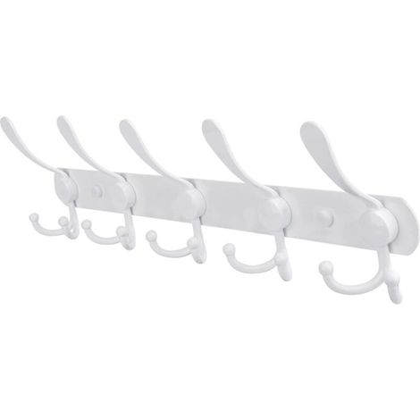 Porte-manteaux mural en acier inoxydable, support mural pour vêtements, chapeaux et serviettes – design minimaliste blanc, idéal pour chambre, entrée, salle de bain et bureau (1/5)