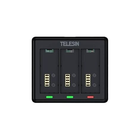 3-Akku-Ladegerät für GoPro HERO 13, Telesin, Schnellladefunktion, kompakt, USB, ABS, S0BCG12TGP (1/2)