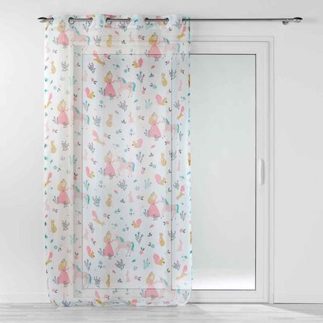 Rideau Voilage "Princesse Licorne" 140x240cm Blanc (1/3)