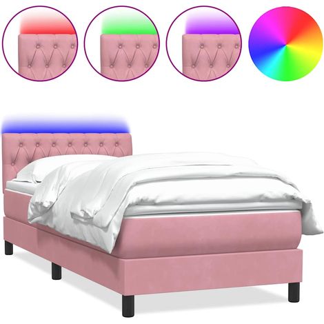 Maison Exclusive - Sommier à lattes de lit avec matelas et LED rose 90x210 cm velours (1/5)