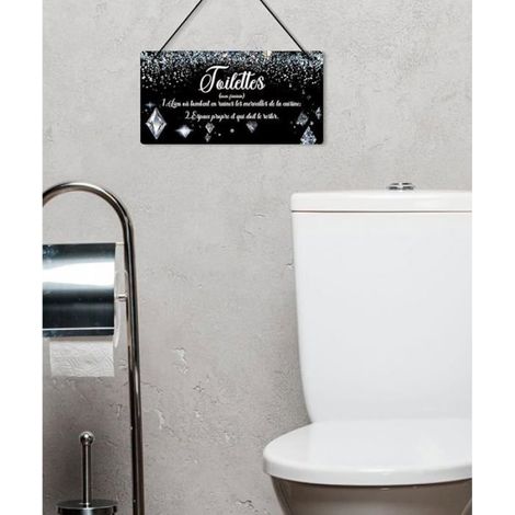 Plaque TOILETTES Définition Drle Décoration Noir élégant avec Effet Diamant Panneau Toilettes noires STICKERS (1/5)