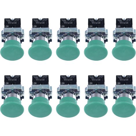 Lot de 10 interrupteurs à bouton-poussoir momentanés à tête champignon de 22 mm pour machines et équipements AC240V (1/5)