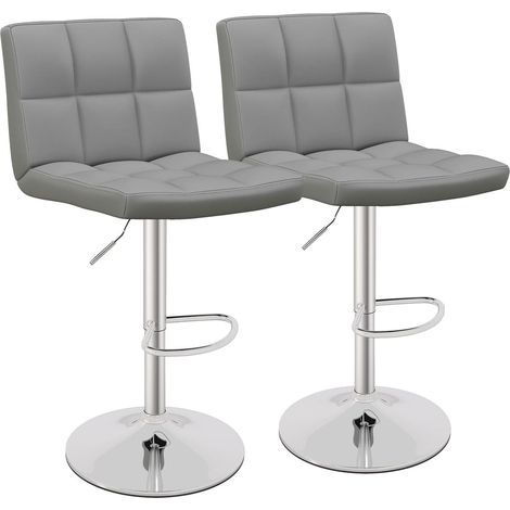 Set di 2 sgabelli da bar girevoli 42,5 x 43 x 96,5-116,5 cm comfort ergonomico design elegante in similpelle grigia 200012541