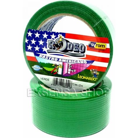 1 NASTRO ADESIVO TELATO AMERICANO 50mm x 25mt IN TELA TANTI COLORI DISPONIBILI COLORE VERDE
