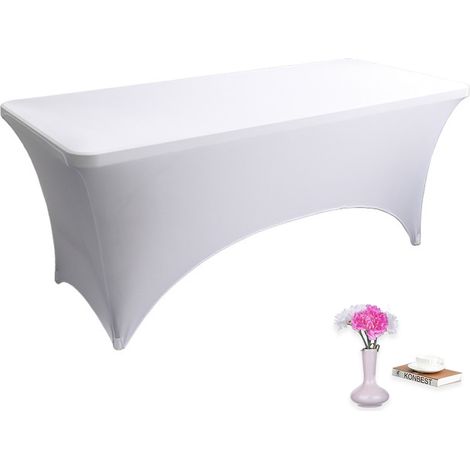 Nappe ajustée pour table rectangulaire de 1,80 m - Housse de table de massage élastique en spandex, housse extensible pour fête, mariage, anniversaire, banquet (1/5)