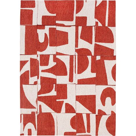 Tapis de salon tissé plat Papercut - Craft Collection - Rust - 240 x 340 cm - Design Moderne Bauhaus avec Formes Déconstruites, Tangram, Équilibre entre Forme et Couleur (1/5)