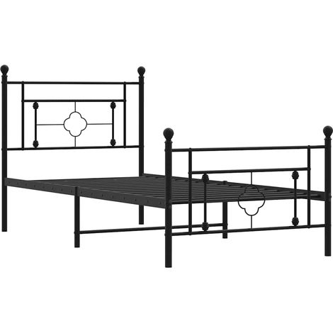 Estructura cama sin colchón con estribo metal negro 100x200 cm vidaXL (1/5)