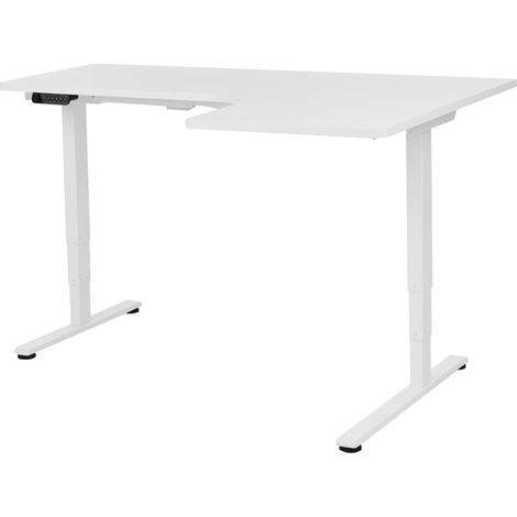 Electric Adjustable Corner Desk DESTINES White 160 cm 109 cm Right Hand