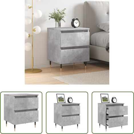 Table de chevet gris béton -  Table de chevet gris béton 40x35x50 cm bois d’ingénierie (1/5)
