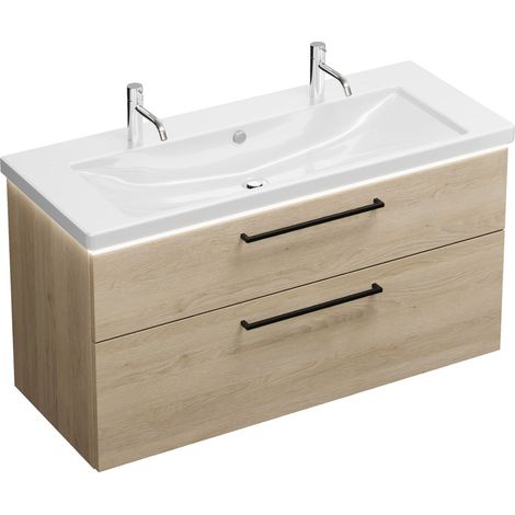 Vasque en céramique Burg Eqio + meuble sous-vasque en chêne, décor cachemire/blanc alpin GR0234