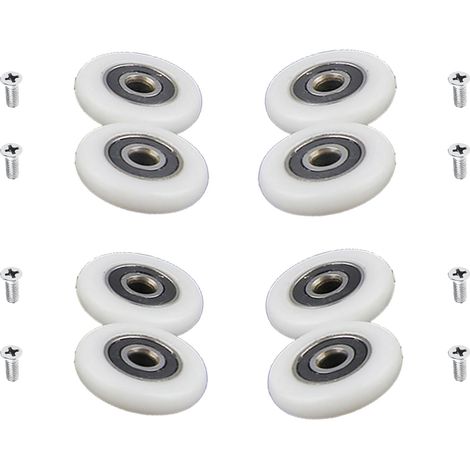 8er-Pack Duschtürrollen mit M5-Schrauben – gebogener Türläufer mit exzentrischen Teilen – Ersatz-Duschrollen für Glasschiebetüren – 27 mm