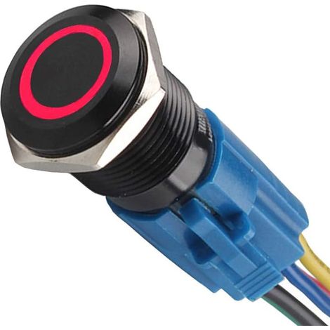 Boîtier Noir 16mm Symbole de Puissance Rouge LED Lumière Oeil d'ange 12V Bouton Poussoir Voiture Interrupteur à Bascule en Métal Prise de Courant (1/5)