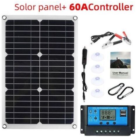 BUNTHAUS Kit de panneau solaire 20w 60a 12v contrôleur de chargeur de batterie caravane bateau extérieur