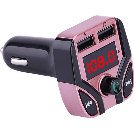 New Car MP3 Bluetooth Player, ABS Car Player, Cigarette Lighter Type, C4 Bluetooth Car MP3 - Rose Gold (1/3)