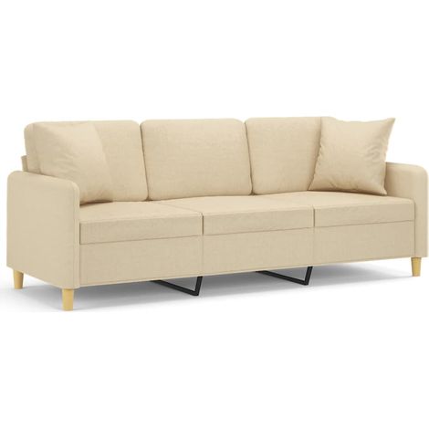 Maison Exclusive - Divano a 3 Posti con Cuscini Crema 180 cm in Tessuto