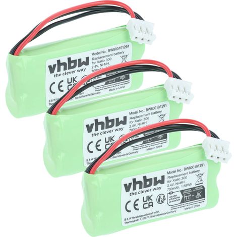 vhbw 3x Akku kompatibel mit Philips Kala 3351, 3350, 3322, 300, Vox 300 Duo, Vox 300, 3352 schnurlos Festnetz Telefon (700 mAh, 2,4 V, NiMH) (1/5)