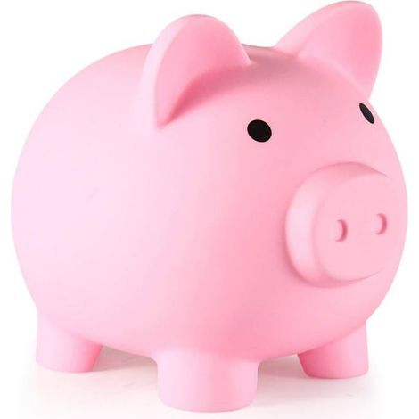 Vinyl piggy bank for kids, perfect for rooms, birthdays or Easter gifts, in pink.