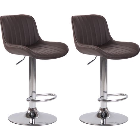 Set di 2 sgabelli da bar Lentini in similpelle marrone cromo (1/4)
