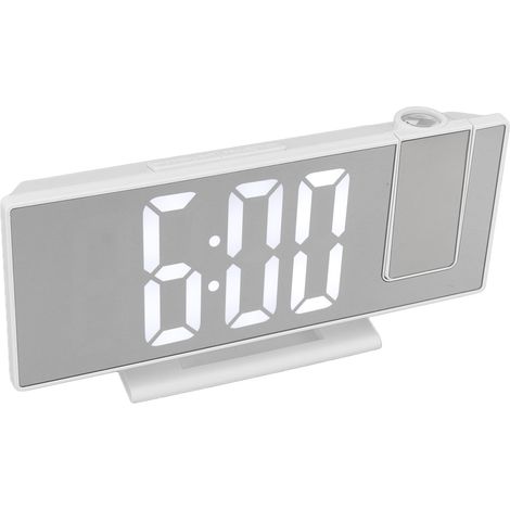 Réveil numérique à projection pour chambre, affichage LED géant miroir, horloge projetée blanche (1/5)