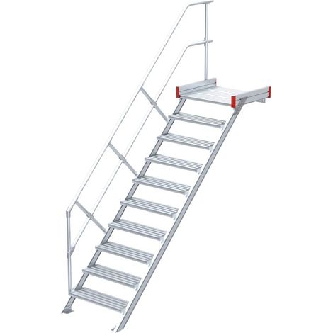 Euroline 511 Podesttreppe 45° 600mm Stufenbreite 10 Stufen Alu gerieft