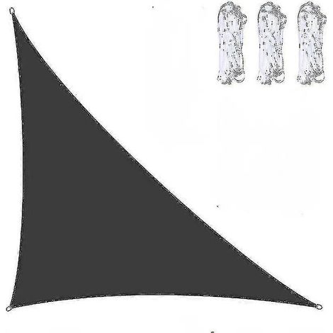 Voile d'ombrage triangulaire imperméable 3x3x4,3 m / 4x4x5,7 m / 5x5x7,1 m, pour jardin, terrasse, auvent extérieur, toit, noir 3x3x4,3 m (1/2)