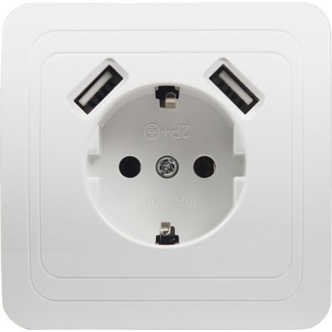 Prise murale universelle pour téléphone, Double Port USB 5V, 2A,Mur européen standard allemand (1/5)