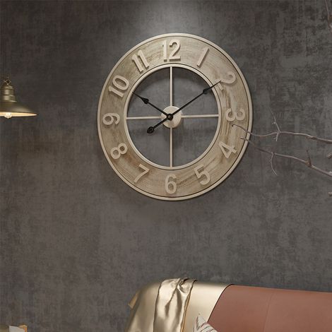 Livngandhome 60CM Large Wood Numeral Wall Clock (1/5)