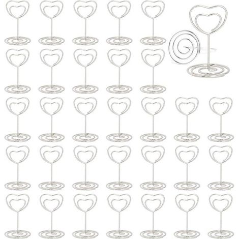 Ronte - Portatarjetas de mesa con clip para fotos, 30 unidades, para bodas, fiestas navideñas, banquetes, San Valentín, color plata. (1/5)