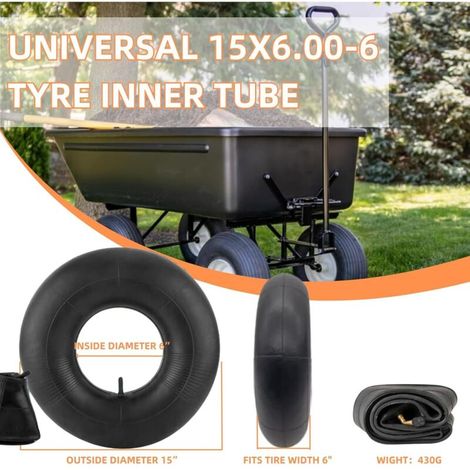 Set mit 2 Ersatzschläuchen für 15 x 6.00-6 Reifen, Rasenmäherreifen, dicker Gummiluftschlauch 15 x 600-6 mit geradem TR-13 Ventilschaft für Gartentraktoren, Schubkarren (1/5)