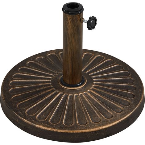 Yaheetech Base per Ombrellone da Giardino Esterno Rotonda in Resina e Ferro per Veranda/Patio/Terrazzo/Bordo Piscina Bronzo 10KG