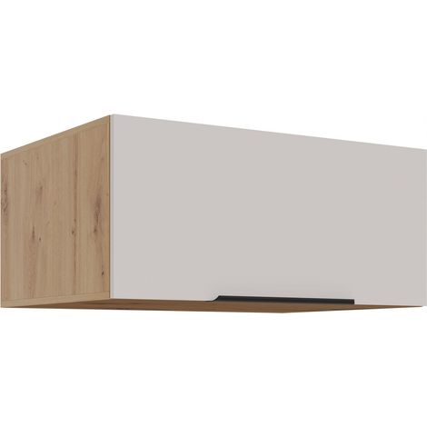 Aufsatzschrank Hochschrank 80 cm Küche SOLANO Kaschmir beige + Eiche Artisan matt Küchenzeile Küchenblock (1/5)