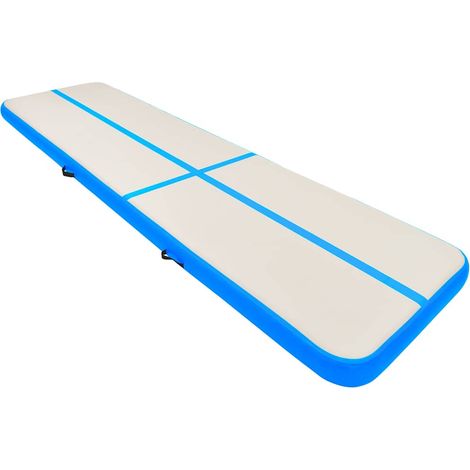 Tapis gonflable de gymnastique avec pompe 700x100x20cm PVC Bleu (1/5)