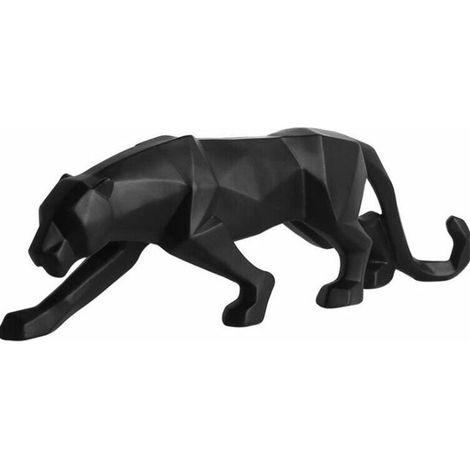 Panther Sculpture Ornaments, Panther Sculpture/Statue Modern Geometric Resin Leopard Ornaments/Art Craft Decor for Home Library Window Store - Black, Large，44cm (1/5)