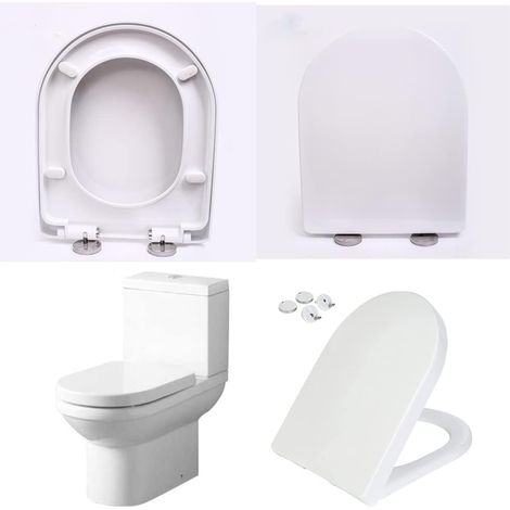Siège de toilette à ralentissement de type D, conception à dégagement rapide, plus hygiénique, siège de toilette rectangulaire, taille standard, siège de toilette durable, (470X365 mm) (1/5)