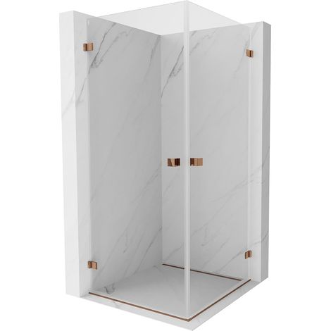 Mexen Lunar-B Duo cabina doccia a battente 90 x 90 cm, trasparente, oro rosa - 832-090L-090P-60-00 (1/5)
