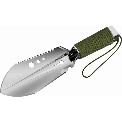 Pelle multifonction 8 en 1 pour le camping, pelle à main portable d'extérieur avec pochette de rangement pour la randonnée, le trekking et le jardinage (1/5)