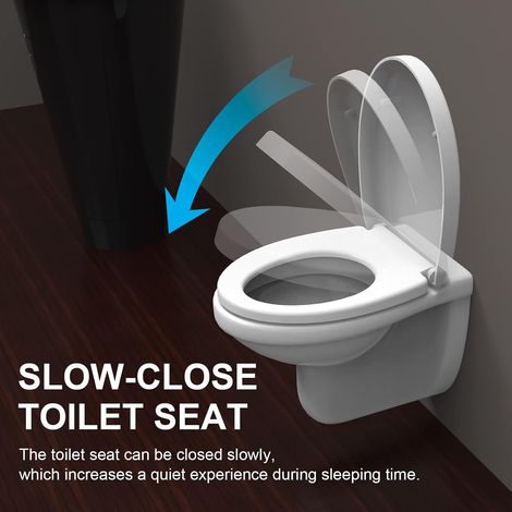 Asiento de inodoro con cierre suave, tapa de inodoro UF, cubierta de inodoro blanca para baño (1/5)